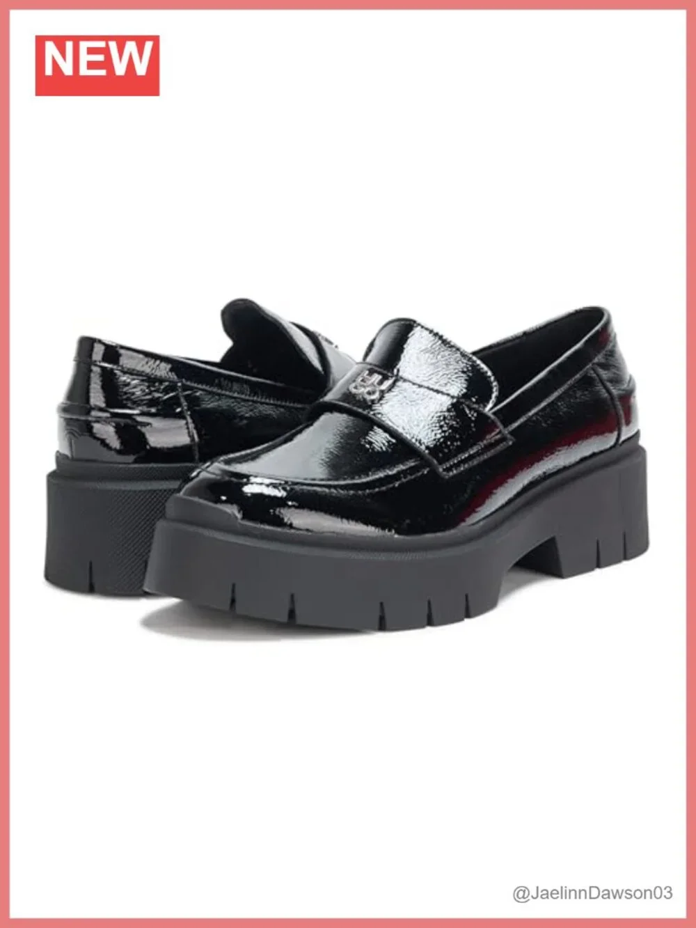 Women's Chunky Platform Leather Loafers Pull-On Round Toe